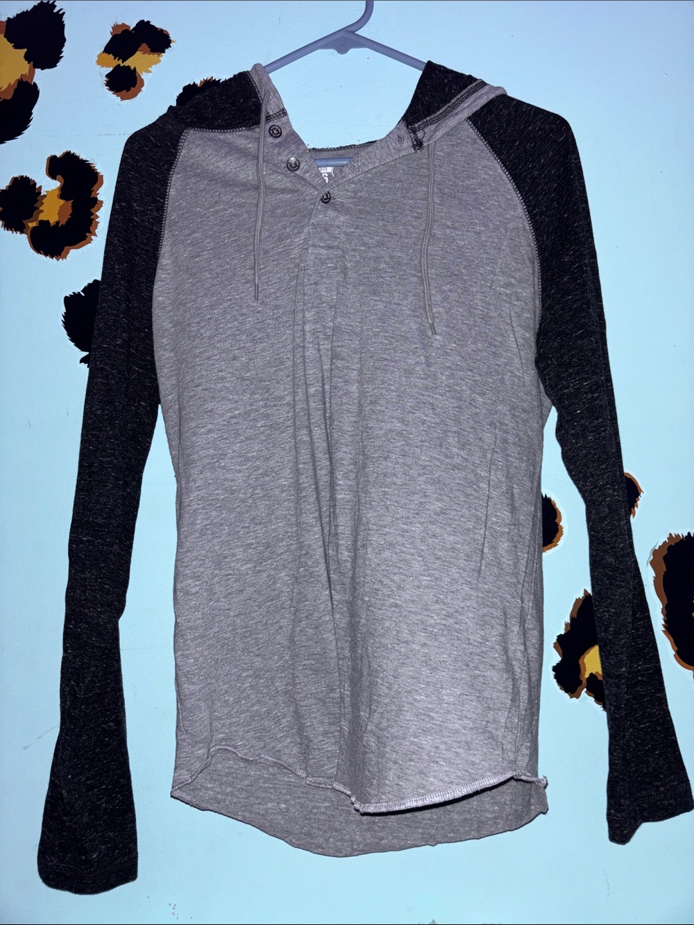Small Route 66 Two-Tone Hooded Top - Gray and Black